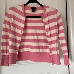 GAP Kids Pink Striped Cardigan Sweater Size Small